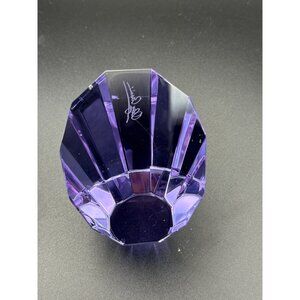 Olga Cassini Purple Faceted Crystal Paperweight 2.5 Inches